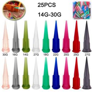 25PCS 14G-30G TT 플라스틱 원추형  디스펜스 노즐 액체 바늘 테이퍼 팁