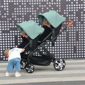Twins 유모차 3in1 카시트 포함, 더블 어린이 유모차, 분리형 수면 바구니 하이 뷰 유모차