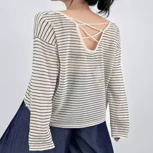 [하젤]메니로 투웨이 스트라이프 시스루 니트_M4788