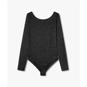 매장정품 EMPORIO ARMANI UNDERWEAR 엠포리오 아르마니 언더웨어 여성 이글 로고 메탈릭 바디수트_블랙 08W