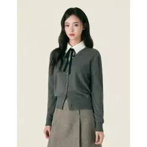 로엠 배색타이 우븐매칭 가디건_RMCKG12R12