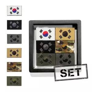 미니 태극기 패치 6종 세트 멀티 카모 블랙 컬러 30x20 와펜 자수 부착