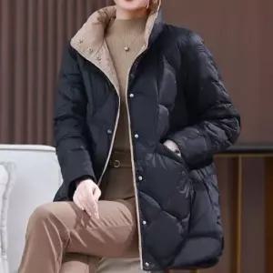 여성점퍼 하이퀄 오리털 자켓 간절기 여성경량패딩 여성보온 배색 카라 코트 패딩점퍼