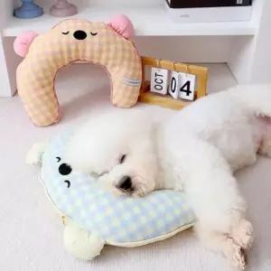 [반려] 강아지 고양이 베개 체크 목 쿠션 애견용품 세탁가능