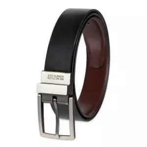 Kenneth Cole 남성용 리액션 양면 벨트 블랙/브라운 건메탈 34 US
