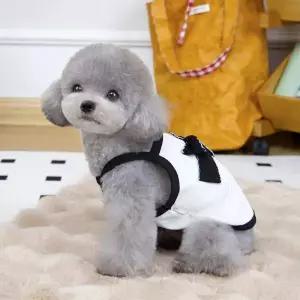 강아지 블랙앤화이트 여름 민소매 리본 나시티 중형견옷
