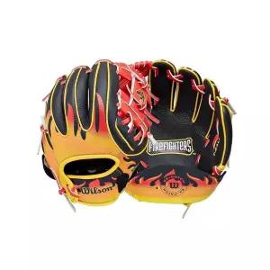 Wilson 2026 A200 소방관 25.4cm(10인치) 야구 장갑 - 오른손 투구 레드/블랙/오렌지