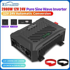 Datouboss 자동 스위칭 순수 정현파 자동차 인버터, 고효율 전력 변환기, 2000W, 50Hz, 12V, 24V