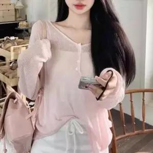 티 레이어드 시스루 여리 핏 여자 데이트 여름 긴팔