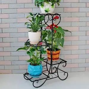 화분대 화분선반 화분진열대 화분받침대 철제 블랙 블랙 조립 (WACDA60)