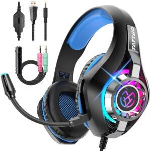 TATYBO PC RGB PS5 XBOX 사운드용 모바일 헤드셋 닌텐도 PS5 헤드폰 있는 노이즈 베이스 PS4 오버이어 XBOX용 스테레오 스위치 게이밍 마이크가 헤드셋 캔슬링