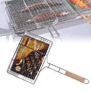 캠핑 고기 숯불구이 석쇠그릴 접이식 손잡이 사각석쇠 스텐석쇠 석쇠그릴 (WA94785)