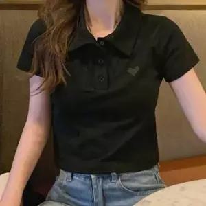 캐주얼 러블리 여성 크롭 카라 티셔츠 TDR0048