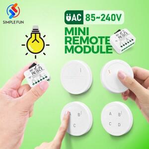 433M 호환hz 미니 무선 스마트 호환 라이트 스위치 110V 220V 원형 리모컨 5/10/15분 지연 기능 램프/LED용