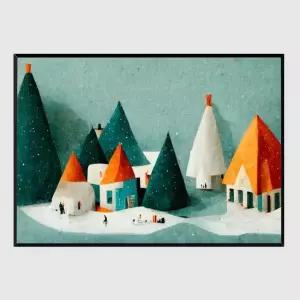 가로형 인테리어액자 Little Snow Village A2사이즈 그림액자