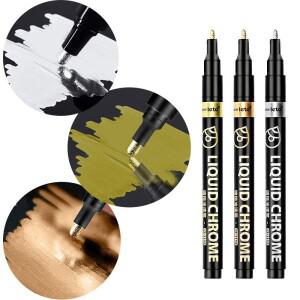0.8/1/2mm 미러 마커 펜 DIY 반사 페인트 크롬 골드 실버 서명 모델 페인팅 마킹