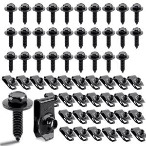 업그레이드 60 PCS 1/4인치 U-너트 클립 및 헥스 헤드 본체 볼트 키트 자동차 패스너 30세트 - 펜더 범퍼