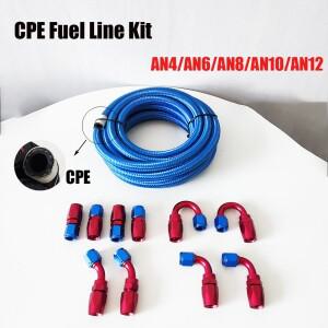 AN4/AN6/AN8/AN10/AN12범용 땋은 오일 연료 라인 호스 키트 CPE 가스 스테인레스 스틸 필러 피드 엔드 피팅