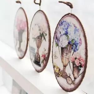 그림 꽃무늬 프린트 코르크 냄비 받침대 타원형 주방 용품