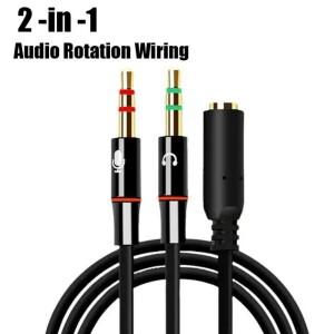 2in 1 헤드폰 오디오 와이어 컨버터 AUX 케이블 어댑터 3.5mm 잭 연장 데이터 코드 분배기 컴퓨터 노트북용