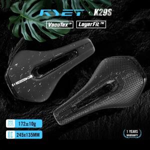 RYET 카본 자전거 안장 245x135/145mm 3D 프린팅 MTB 그래블 로드 바이크 인체공학적 레이싱 할로우 테크