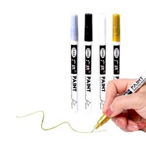 1pc 오일 기반 흰색 검정색 영구 페인트 마커 펜 0.7mm 엑스트라 파인 방수 바위 그림 목재 메탈 캔버스 용
