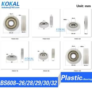 고 POM 플라스틱 DIY 플랫 타입 볼 베어링 608zz 롤러 휠 알루미늄 트랙 레일 풀리 0830K 8x30x10mm F08 1