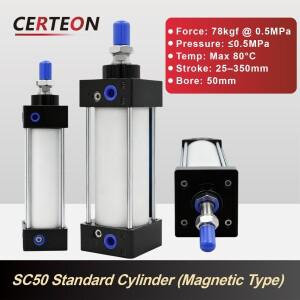 SC50mm 표준 공압 실린더 더블 액션 내장 자석 알루미늄 타이로드형 고출력 스트로크 25 350mm 산업용