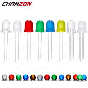 50Pcs 8mm LED 다이오드 흰색 빨간색 녹색 파란색 노란색 RGB 삼색 일반적인 양극 음극 2V 3V 20mA DIP F8
