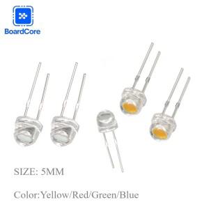50/100Pcs 슈퍼 브라이트 F5 5mm 밀짚 모자 LED 다이오드 빨간색 노란색 파란색 녹색 전자 DIY 회로 요소