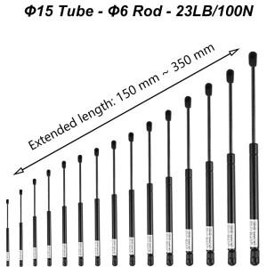 1PC 100N/23LB 150-350mm 범용 자동차 가스 스프링 나일론 엔드 피팅 리프트 지원 트렁크 테일 게이트 트렁
