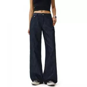 매장정품 DECET WOMEN [린넨라이크]Signature Low Rise Wide Jeans DCWPT004CPIndigo