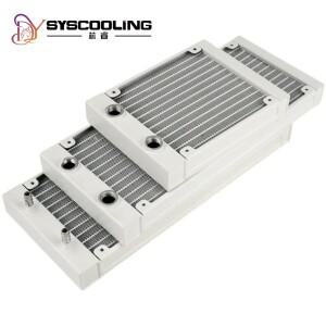 Syscooling 흰색 알루미늄 라디에이터 120/240/360mm 27mm 두께 G1/4 스레드 수냉 열교환 기 DIY 냉각 시스