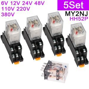 MY2P HH52P MY2NJ 코일 DPDT 마이크로 미니 릴레이 소켓 베이스 거치대 AC 12V 24V 36V 48V 110V 220V 380V