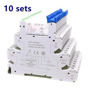 LED 웨이퍼 릴레이 장착 나사 소켓 슬림 SSR 41F-1Z-C2-1 HF41F 5-ZS 12-ZS 24-ZS 5V 12V 230V 6A 1CO 10