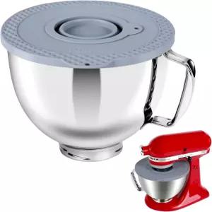5 쿼트 스테인리스 믹서 볼 세트 KitchenAid 4.5-5 틸트 헤드 스탠드 호환 믹싱 교체 볼+그레이 커버