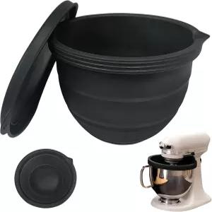 KitchenAid 틸트 헤드 스탠드 믹서와 호환되는 접이식 실리콘 믹싱 볼 라이너 뚜껑 측정 마크 식품 등급