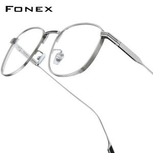 FONEX 순수 티타늄 안경 프레임 남성  디자인 빈티지 라운드 일본 UIltralight Eyewear 8517