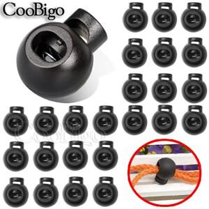 20pcs 플라스틱 블랙 코드 잠금 스토퍼 스포츠웨어 신발 끈 로프 배낭 라운드 공 DIY 공예 부품 액세서리