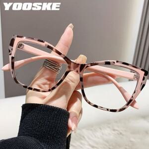 YOOSKE 2024 나비 프레임 안경 여성용 블루라이트 차단 고양이 눈 트렌드 광학 컴퓨터