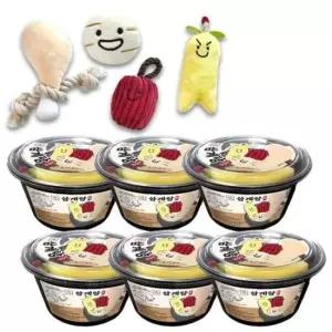 [반려] 강아지 바스락 삑삑이 삼계탕 장난감 6P 노즈워크