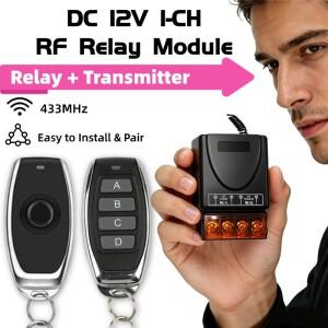RF 433M 호환hz 무선 리모컨 스위치 30A DC 12V 24V 48V 72V 고출력 1000미터 릴레이 수신기 (전기 장치 조