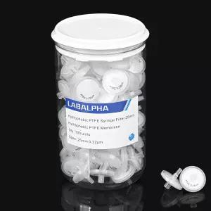LABALPA 주사기 필터 PTFE 100 팩 랩 기공 크기 소수성 여과 25mm 0.22μm
