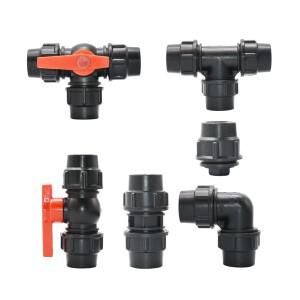 PVC PE 튜브 탭 물 스플리터 티 엘보 엔드 플러그 플라스틱 퀵 밸브 정원 농업 관개 20mm 63M 호환m