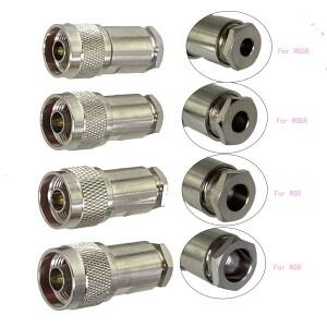 1Pcs N 수 플러그 및 암 잭 클램프 RG8 LMR400 / RG5 RG6 RG142 LMR195 RF 동축 커넥터 와이어 터미널