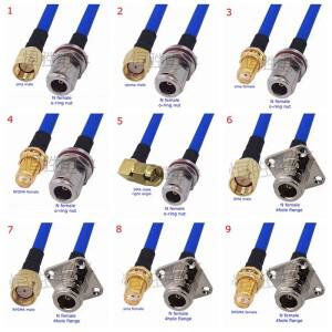 RG402 동축 케이블 L16 N-SMA Male Female 커넥터 SMA-N 직각 크림프 고주파 0.141 파란색 50ohm RG141