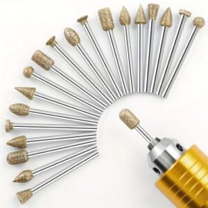 20Pcs Dremel 액세서리 다이아몬드 그라인딩 헤드 로타리 도구 3M 호환m 생크 용 미니 드릴 Burrs 비트 세