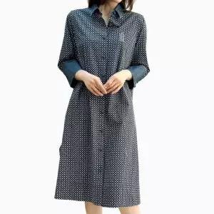 [롯데백화점]비꼴리끄 데님 배색 로브 원피스 B252WO1090