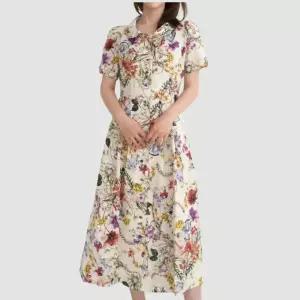 [롯데백화점]비꼴리끄 린넨 라운드 카라 하프 슬리브 원피스 B252WO3300