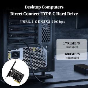 PCI-e-USB 3.2 Gen2×2 어댑터 카드 20Gbps PCI Express 확장 카드-USB3.2 Gen2(데스크탑용)